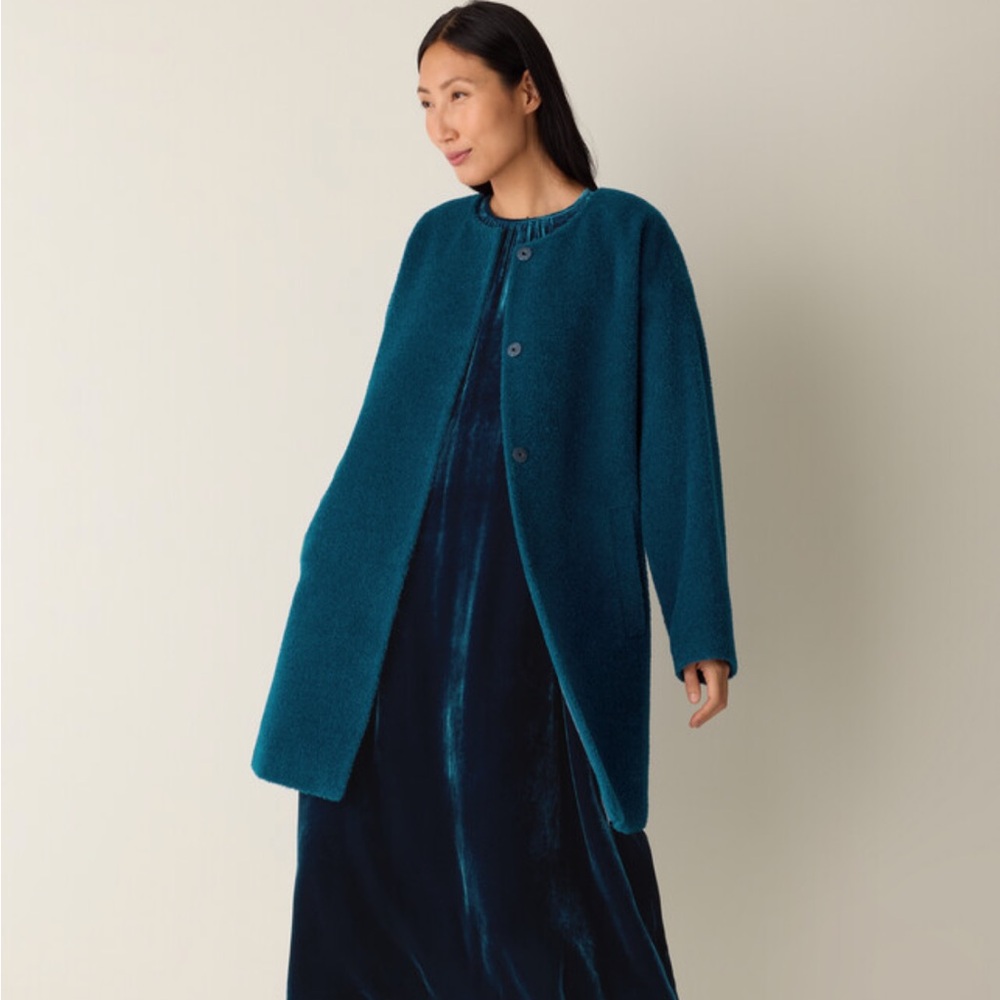 Eileen Fisher 3x boucle coat alpaca BRAND NEW W TAGS Atlantis teal plus warm